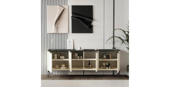 SIDEBOARD  in 200/75/47 cm  - Creme/Schwarz, MODERN, Holzwerkstoff/Metall (200/75/47cm) - Carryhome