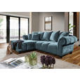 ECKSOFA  in Plüsch Petrol  190/288 cm  - Dunkelbraun/Petrol, KONVENTIONELL, Holz/Textil (190/288cm) - Carryhome