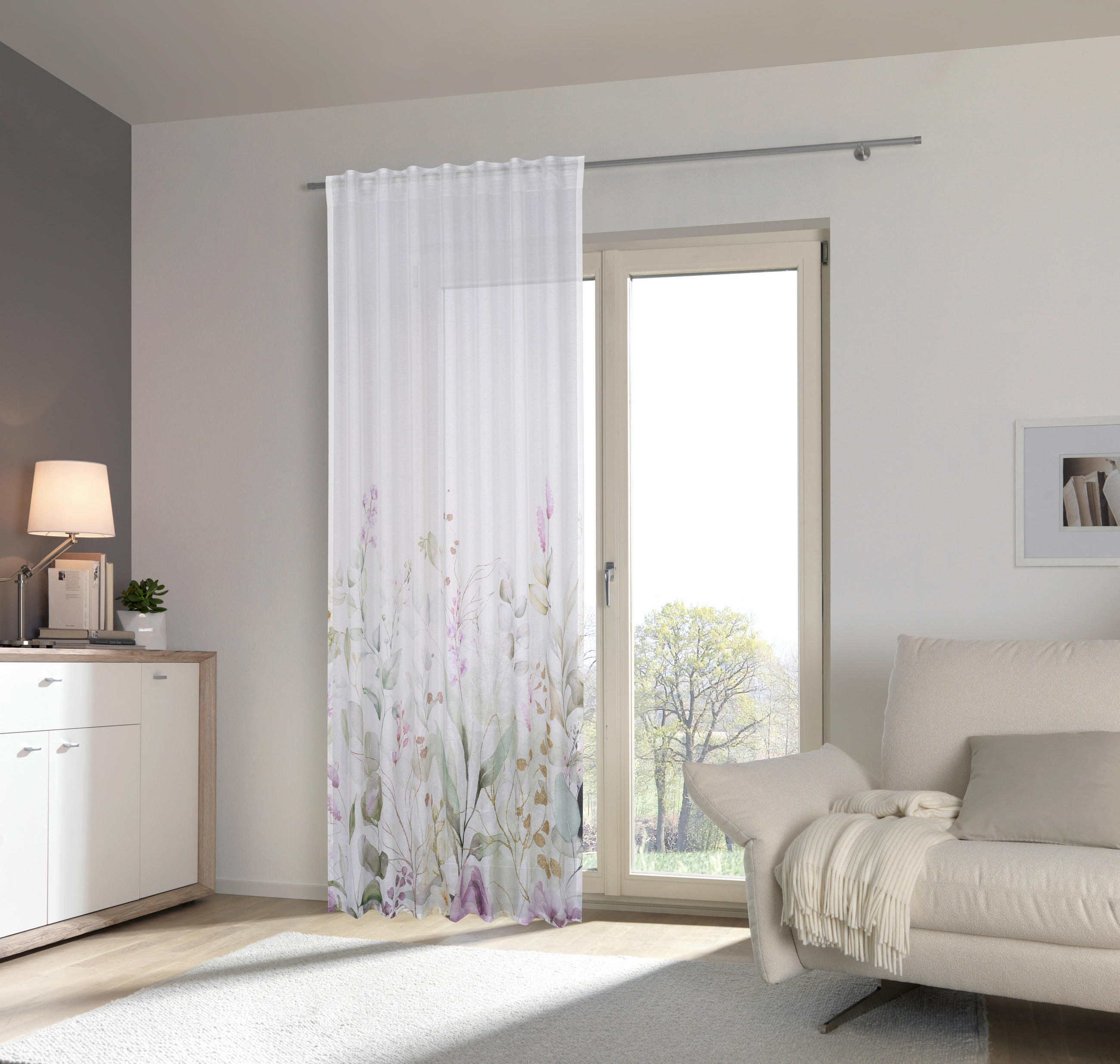 HOTOVÝ ZÁVES, polopriehľadné, 140/245 cm - lila/viacfarebná, Konventionell, textil (140/245cm) - Esposa