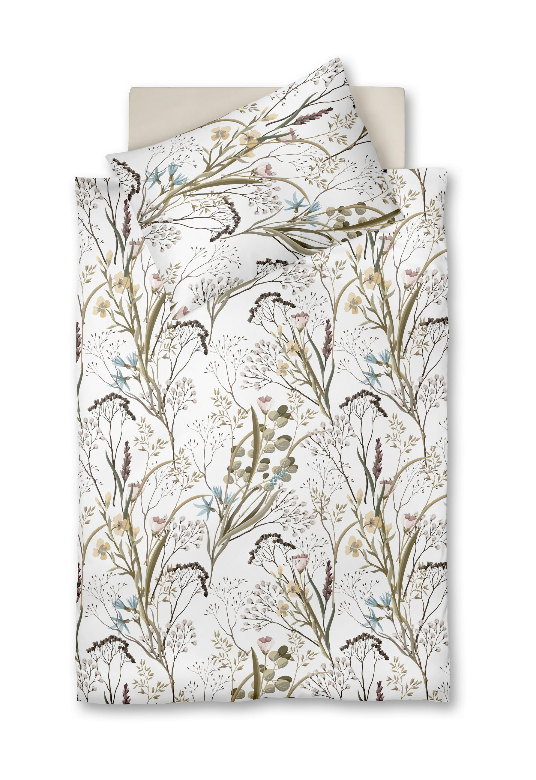 POSTELJNINA 140/200 cm roza, bela, olivno zelena   - roza/bela, Konvencionalno, tekstil (140/200cm) - Fleuresse