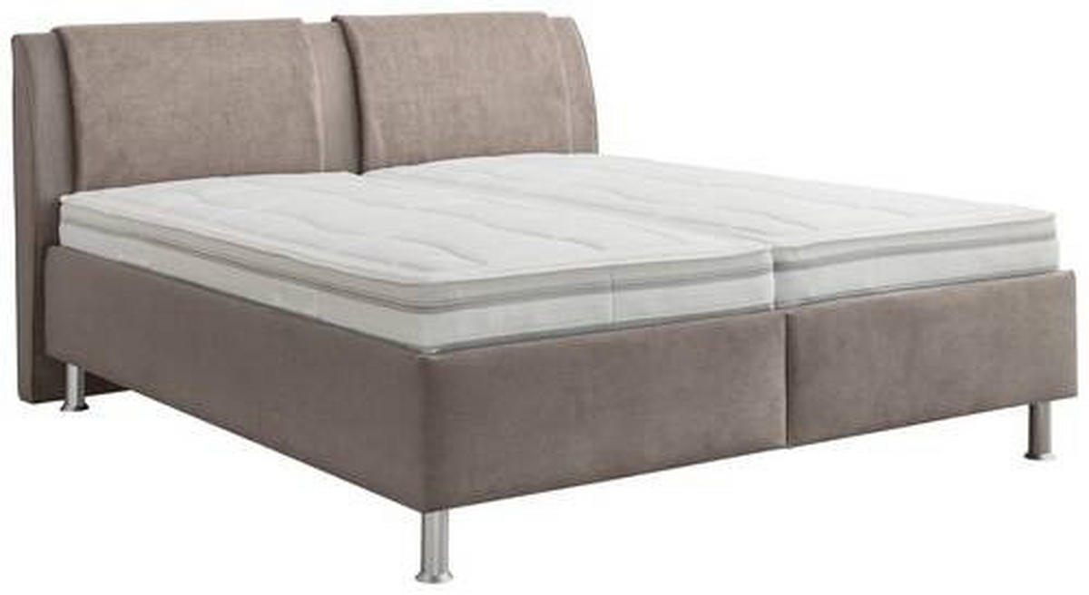 POLSTERBETT Matratze, gepolstertes Kopfteil, Lattenrost Taupe, Hellgrau 180/200 cm  - Taupe/Hellgrau, KONVENTIONELL, Holz/Holzwerkstoff (180/200cm) - Beldomo - Sleep