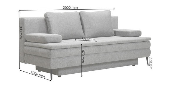 SCHLAFSOFA Webstoff Dunkelgelb  - Dunkelgelb/Schwarz, Design, Kunststoff/Textil (200/90/100cm) - Venda