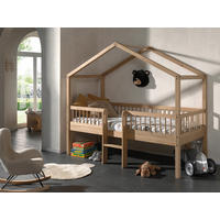 HAUSBETT Absturzsicherung, Leiter, Rollrost 90/200 cm  in Eichefarben  - Eichefarben/Naturfarben, MODERN, Holz (90/200cm) - Vipack