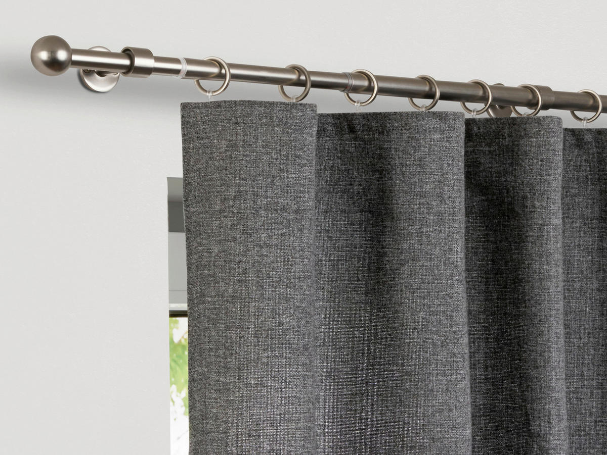 VORHANGSTANGENSET   - Grau Hochglanz, Basics, Metall (120/8/3.3cm)