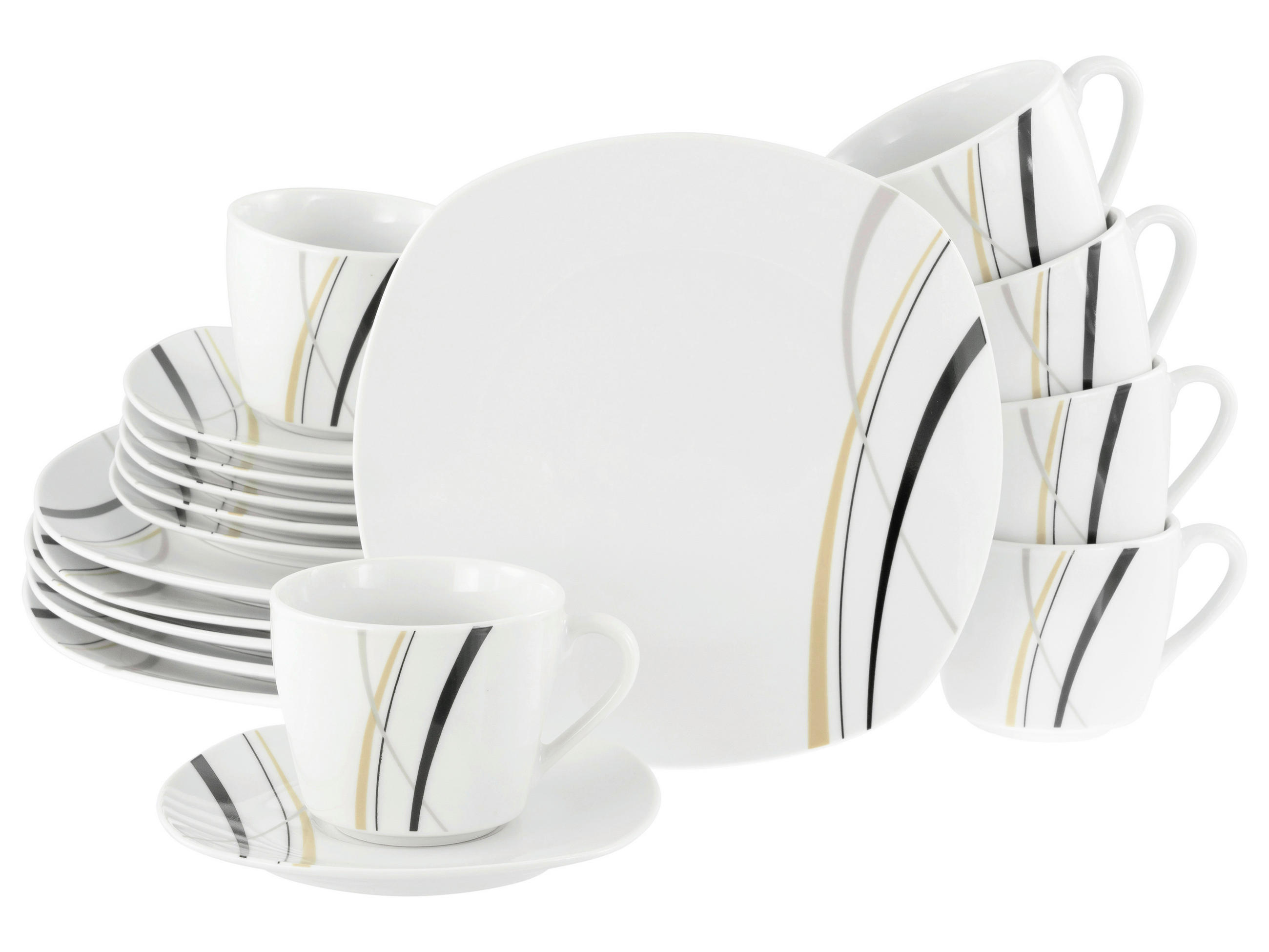 KAFFEESERVICE Weiß 18-teilig Square City Line  - Weiß, Trend, Keramik - Creatable