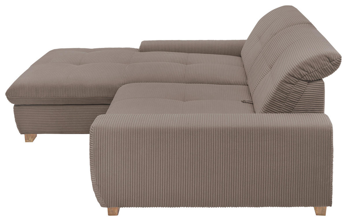 ECKSOFA Greige Cord  - Greige/Eichefarben, Design, Holz/Textil (198/276cm) - SetOne by Musterring