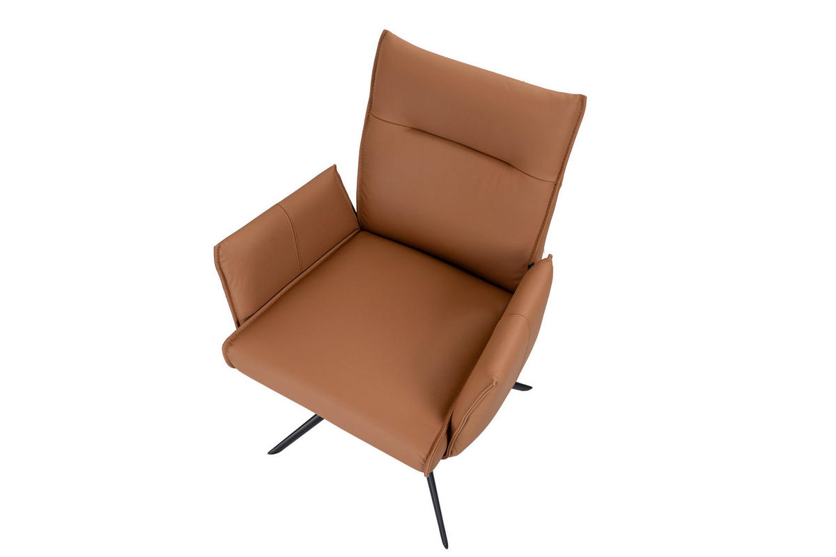 ARMLEHNSTUHL  Sitzfläche 360° drehbar  Echtleder  Cognac  - Cognac/Schwarz, Design, Leder/Metall (60/88,5/57,5cm) - Valnatura