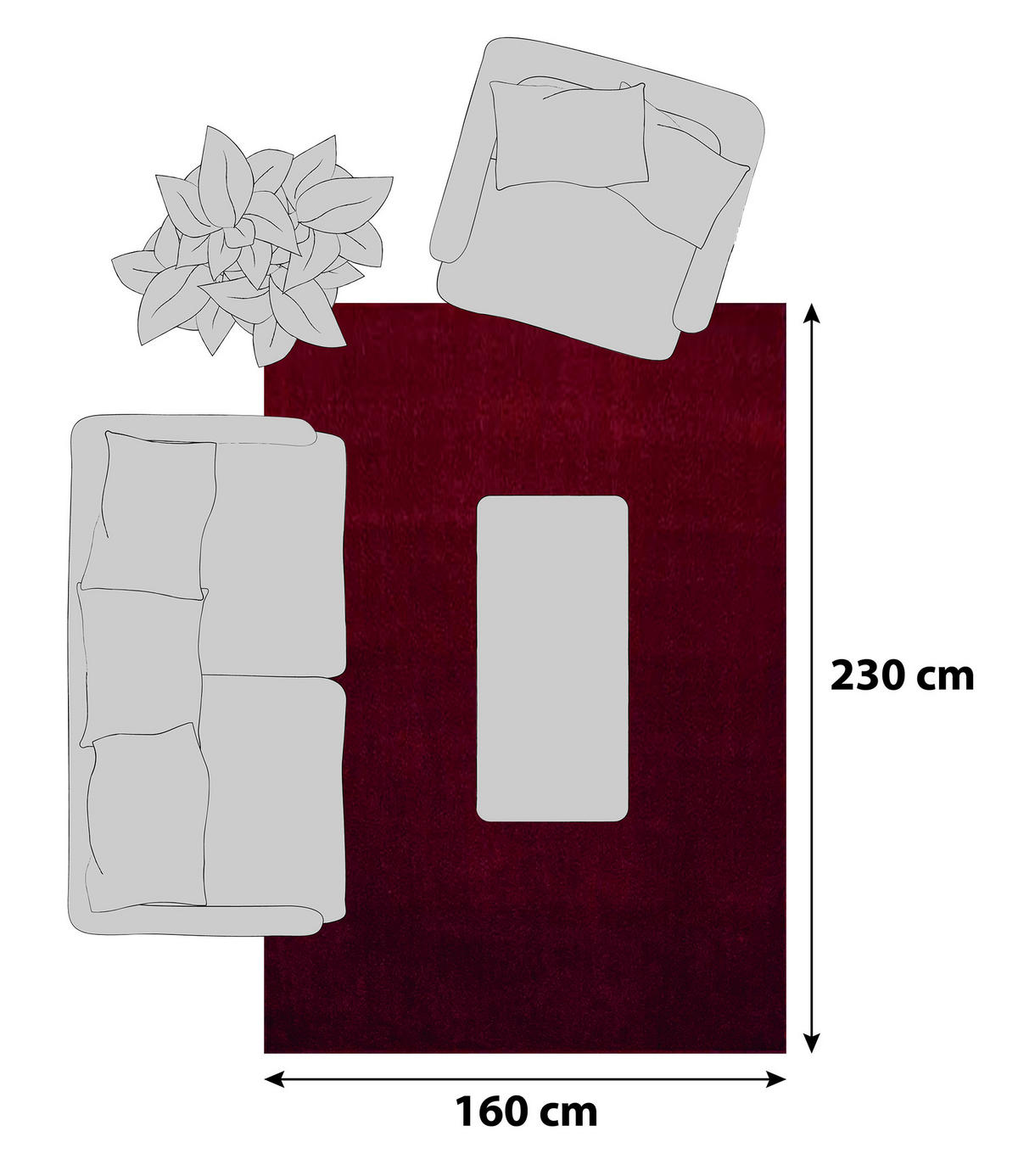 HOCHFLORTEPPICH 160/230 cm ATA 7000 Rot  - Rot, Design, Textil (160/230cm) - Novel