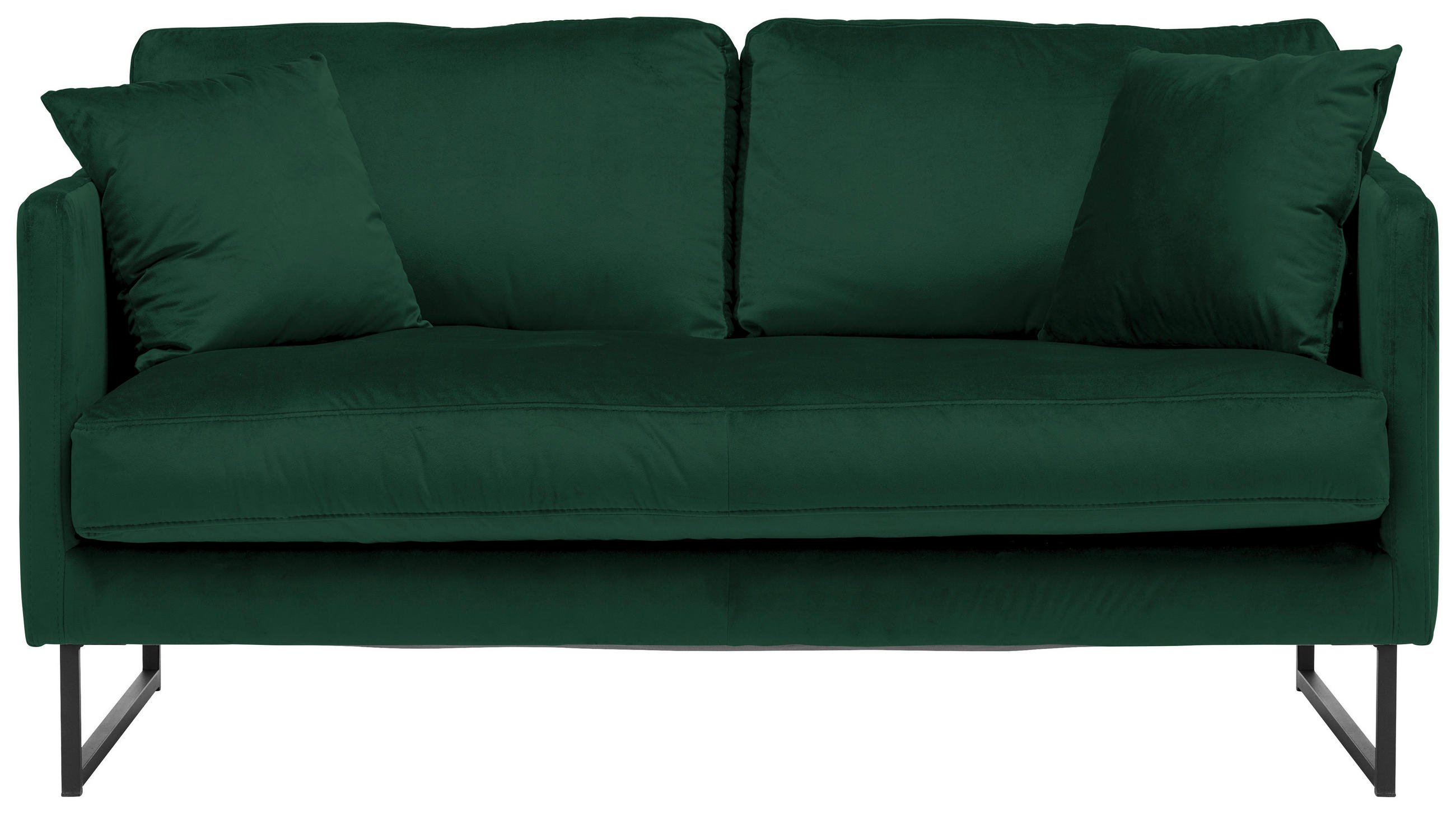 2-SITZER-SOFA in Samt Dunkelgrün  - Dunkelgrün/Schwarz, Design, Textil/Metall (150/78/84cm) - Carryhome