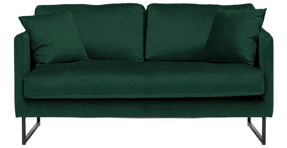 2-SITZER-SOFA in Samt Dunkelgrün  - Dunkelgrün/Schwarz, Design, Textil/Metall (150/78/84cm) - Carryhome