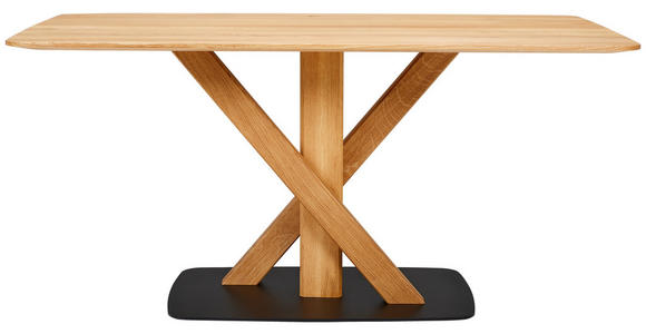 ESSTISCH Eiche massiv oval Schwarz, Eichefarben  - Eichefarben/Schwarz, Design, Holz/Metall (140/90/76cm) - Novel