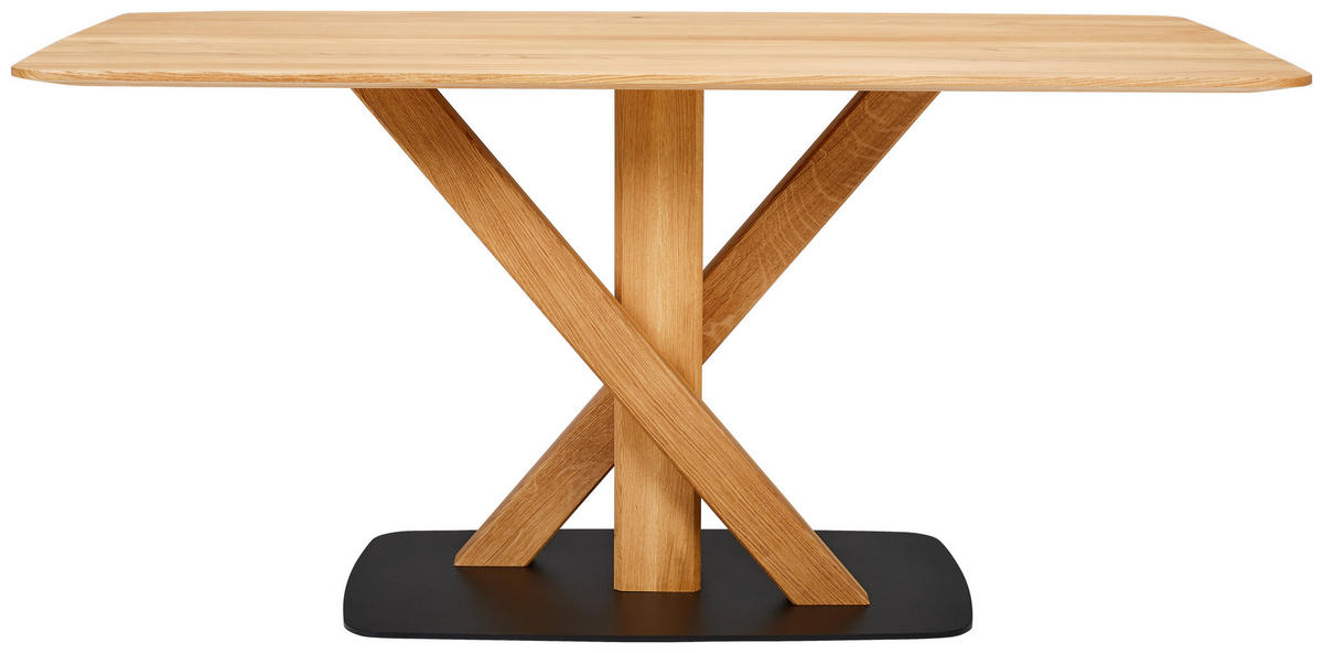 ESSTISCH Eiche massiv oval Schwarz, Eichefarben  - Eichefarben/Schwarz, Design, Holz/Metall (180/90/76cm) - Novel