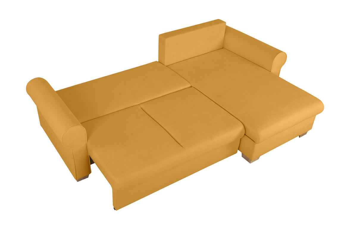 ECKSOFA in Gelb  - Gelb/Buchefarben, Design, Holz/Textil (266/161cm) - MID.YOU