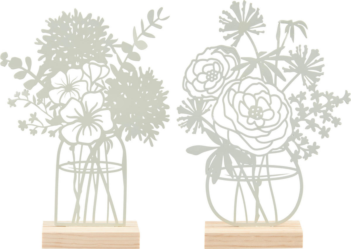 DEKOBLUME - Salbeigrün/Naturfarben, Basics, Metall (22/5/31cm)