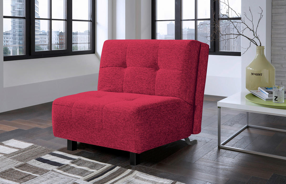 SCHLAFSESSEL Flachgewebe Rot  - Rot/Naturfarben, Design, Holz/Textil (85/92/102cm) - Novel