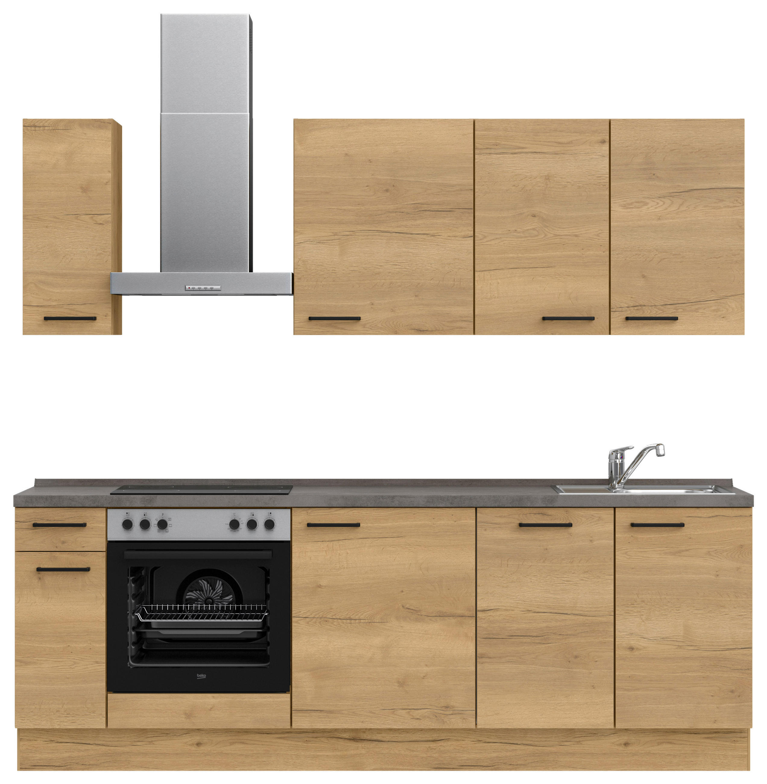 KÜCHENLEERBLOCK 240 cm   in Eichefarben, Schieferfarben  - Schieferfarben/Eichefarben, MODERN, Holzwerkstoff/Metall (240cm) - Nobilia