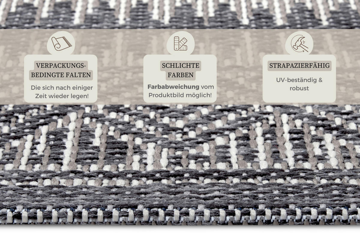 OUTDOORTEPPICH 190/290 cm Clyde Beige, Grau  - Beige/Grau, Design, Kunststoff (190/290cm) - Hanse Home