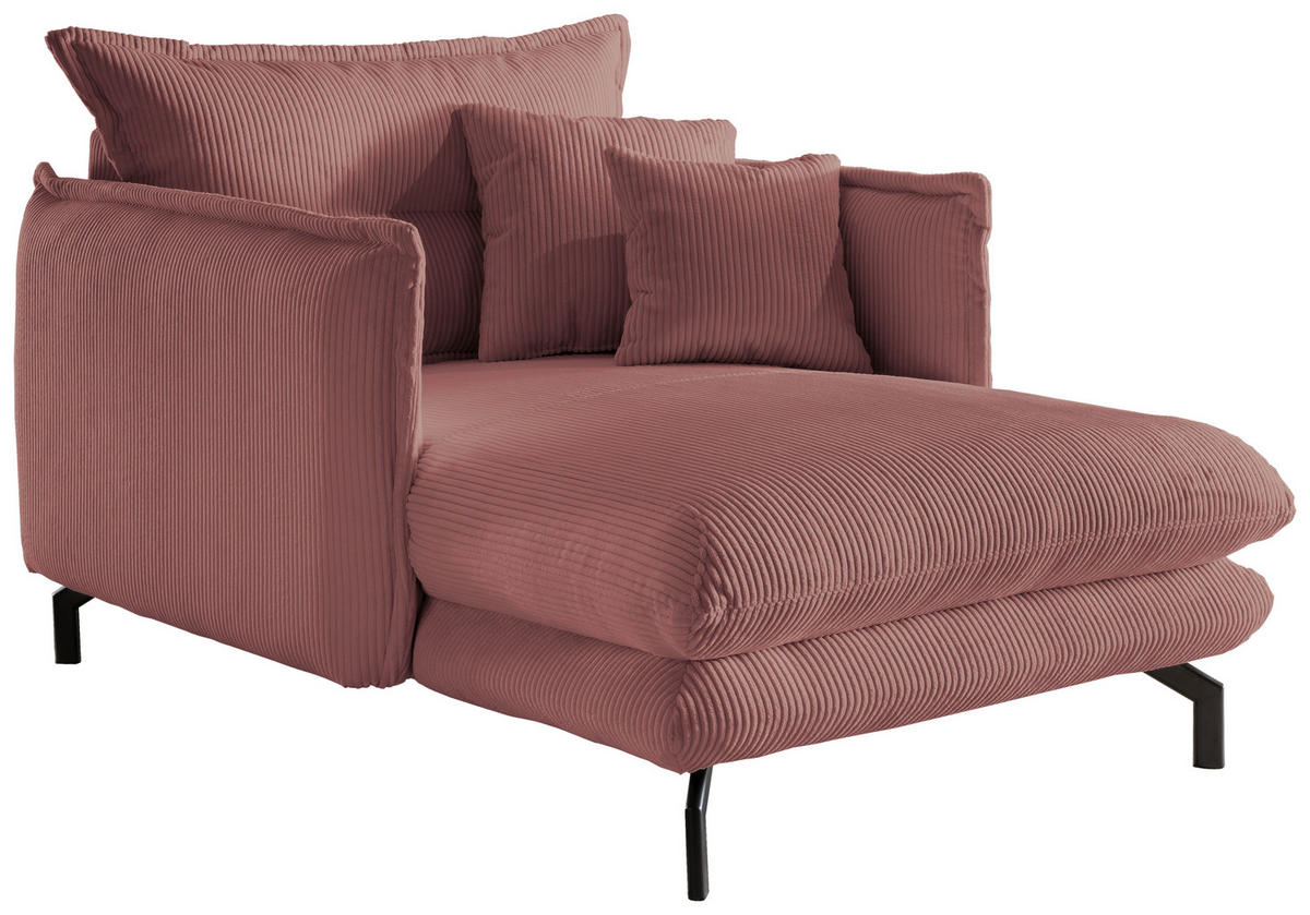 XXL-SESSEL in Cord Rot  - Rot/Schwarz, Modern, Textil/Metall (111/101/167cm) - Livetastic