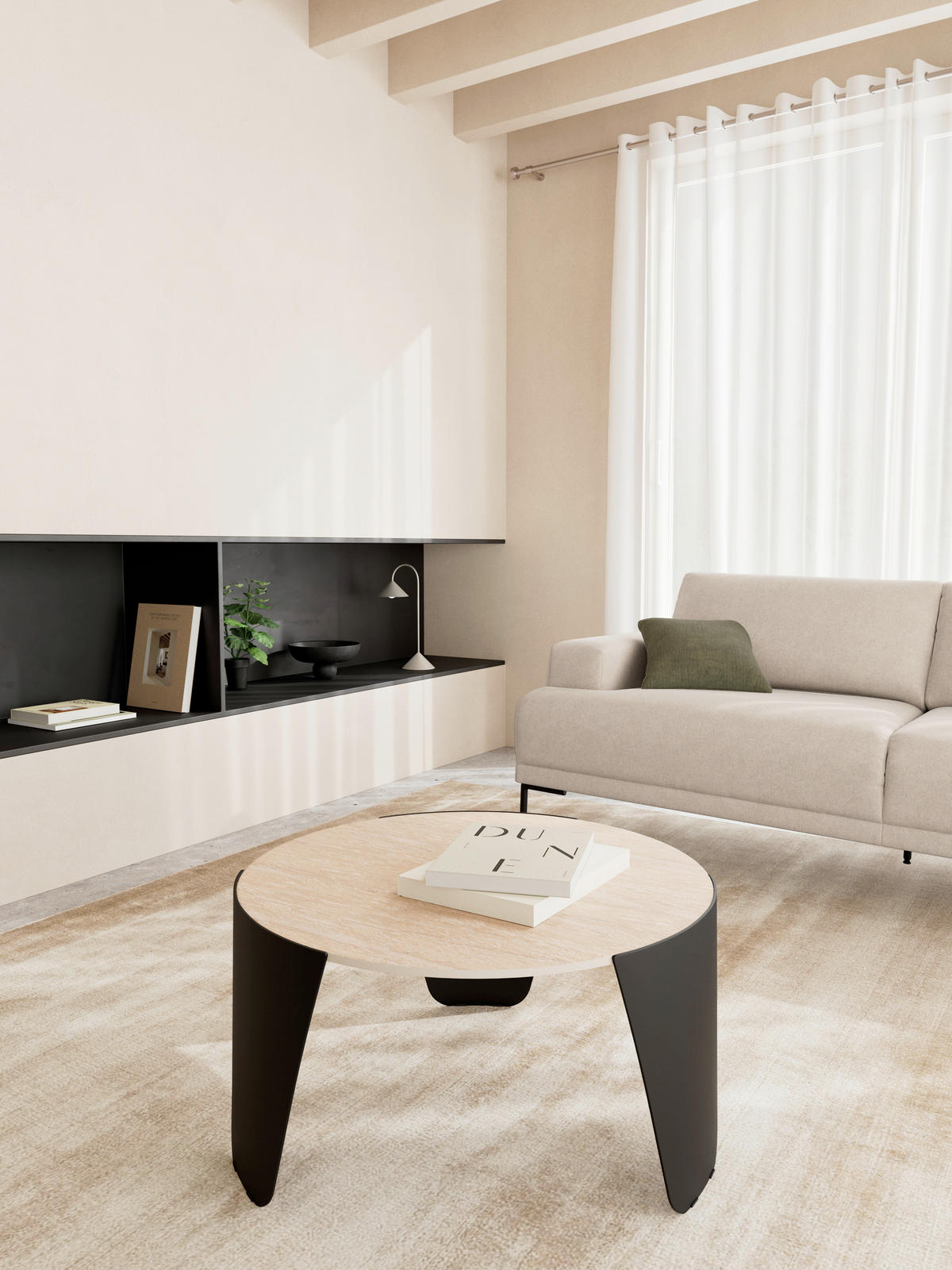 COUCHTISCH ALTEA 80/80/42 cm Schwarz, Beige  - Beige/Schwarz, Design, Keramik/Metall (80/80/42cm) - MID.YOU