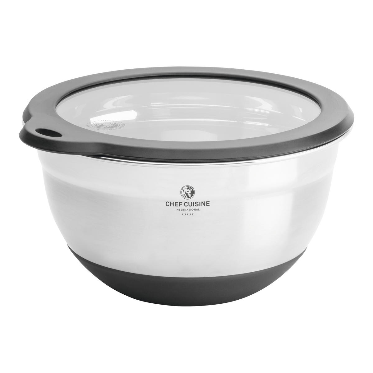 SERVIERSCHALENSET   - Edelstahlfarben/Transparent, Basics, Glas/Kunststoff (26/26/15.5cm) - CHEF CUISINE