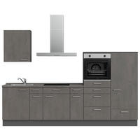 KÜCHENLEERBLOCK 300 cm   in Schieferfarben  - Schieferfarben/Edelstahlfarben, MODERN, Holzwerkstoff/Metall (300cm) - Nobilia