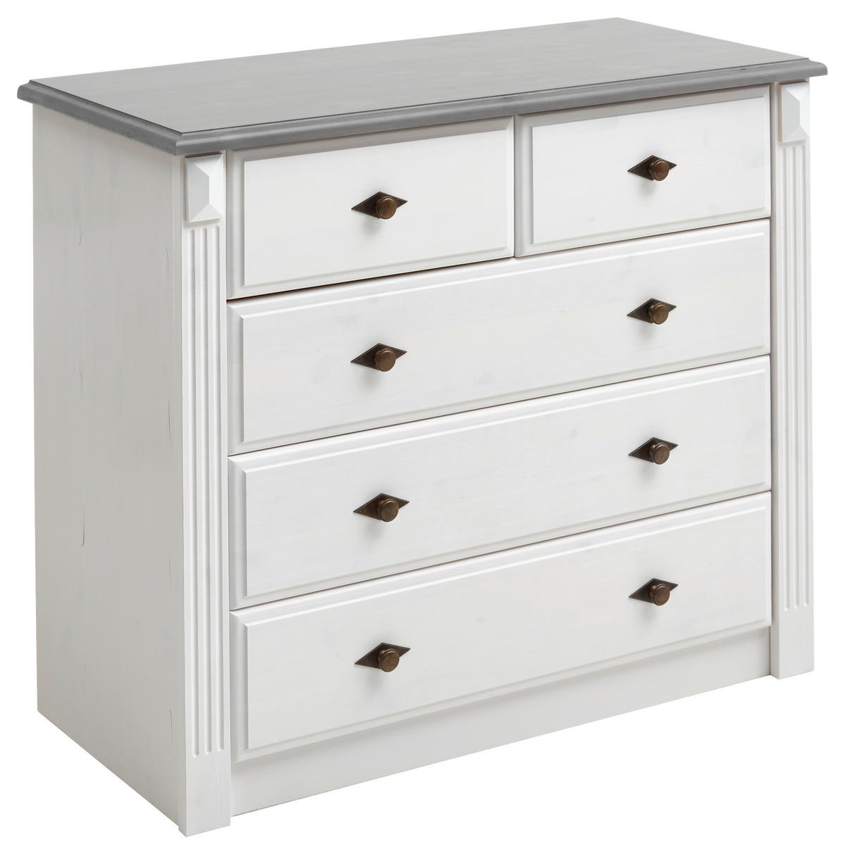 KOMMODE  in 101/87/48 cm  - Weiß/Grau, ROMANTIK / LANDHAUS, Holz/Metall (101/87/48cm) - Boxxx