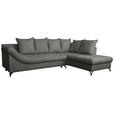 ECKSOFA Anthrazit Struktur  - Anthrazit/Schwarz, KONVENTIONELL, Textil/Metall (274/194cm) - Carryhome