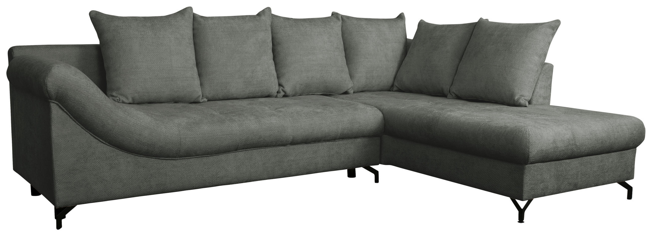 ECKSOFA Anthrazit Struktur  - Anthrazit/Schwarz, KONVENTIONELL, Textil/Metall (274/194cm) - Carryhome