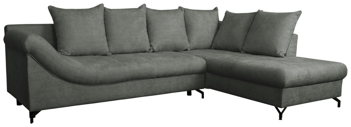 ECKSOFA Anthrazit Struktur  - Anthrazit/Schwarz, KONVENTIONELL, Textil/Metall (274/194cm) - Carryhome