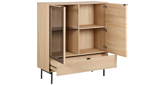 HIGHBOARD  100/120/40 cm 1 Schublade(n)  - Eichefarben/Schwarz, KONVENTIONELL, Glas/Holzwerkstoff (100/120/40cm) - Xora