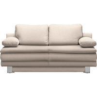 SCHLAFSOFA  mit Fußauswahl, Stoffauswahl Flachgewebe Sandfarben  - Sandfarben/Chromfarben, Design, Textil/Metall (194/96/86cm) - Novel