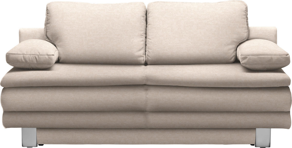 SCHLAFSOFA  mit Fußauswahl, Stoffauswahl Flachgewebe Sandfarben  - Sandfarben/Chromfarben, Design, Textil/Metall (194/96/86cm) - Novel
