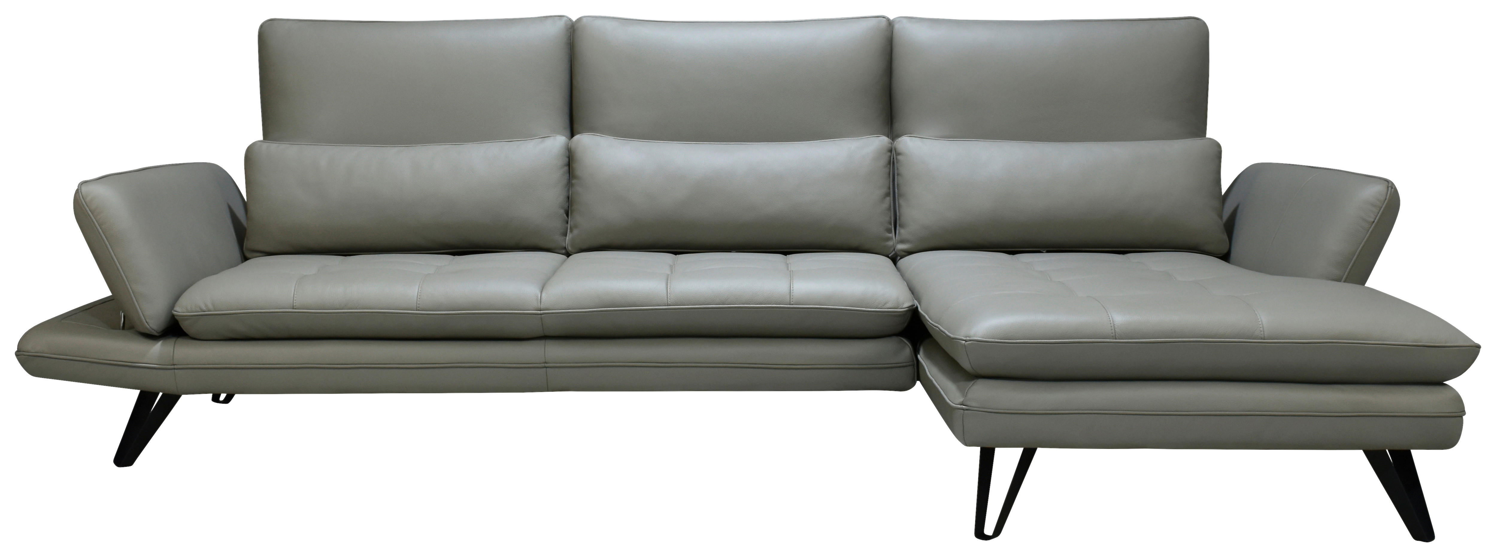 ECKSOFA Taupe, Grau Echtleder  - Taupe/Schwarz, Design, Leder/Kunststoff (312/104-128cm) - Celina Home