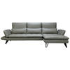 ECKSOFA Grau, Taupe Echtleder  - Taupe/Schwarz, Design, Leder/Kunststoff (312/104-128cm) - Celina Home