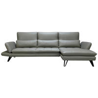 ECKSOFA Grau, Taupe Echtleder  - Taupe/Schwarz, Design, Leder/Kunststoff (312/104-128cm) - Celina Home