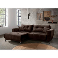 ECKSOFA RESTATO Dunkelbraun Velours  - Dunkelbraun/Schwarz, MODERN, Textil/Metall (177/246cm) - MID.YOU