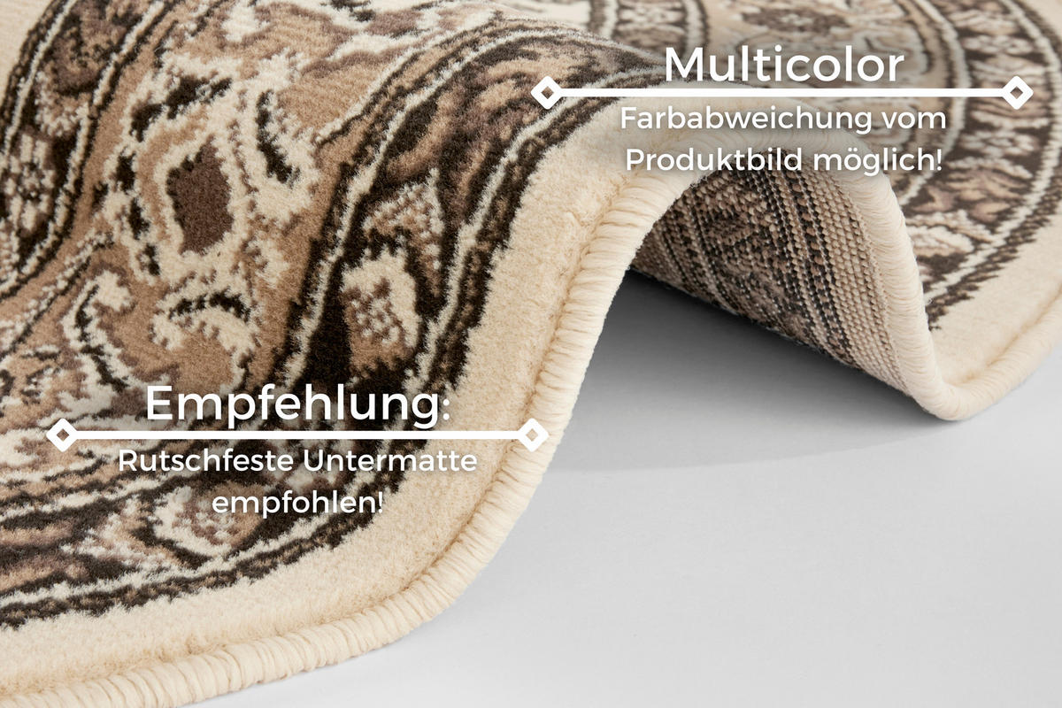 VINTAGE-TEPPICH 160 cm Mirkan Multicolor, Beige  - Beige/Multicolor, Basics, Kunststoff/Textil (160cm)