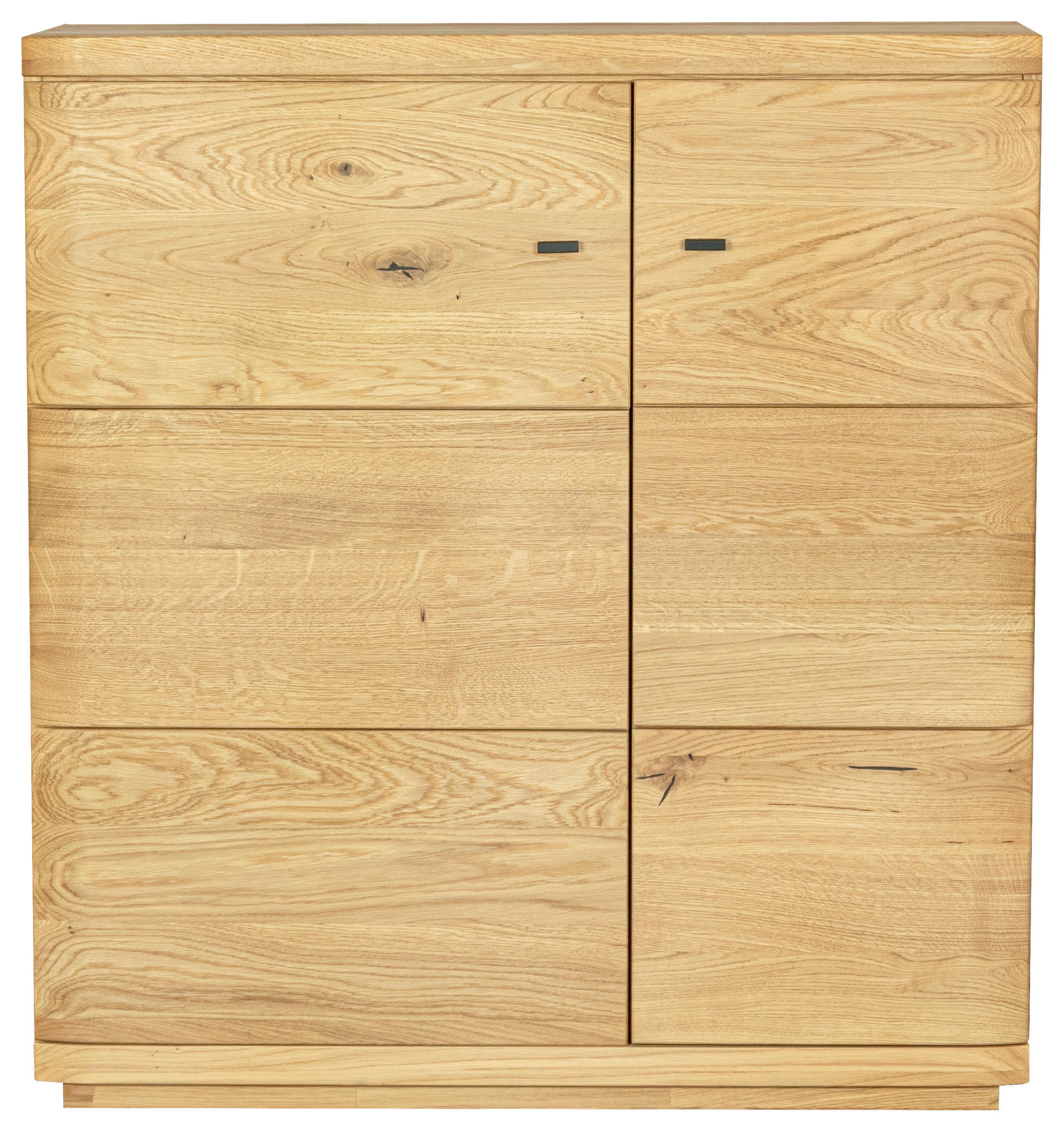 SCHUHSCHRANK Eiche massiv Eichefarben  - Eichefarben/Schwarz, Natur, Holz/Metall (99/108,6/38cm) - Linea Natura