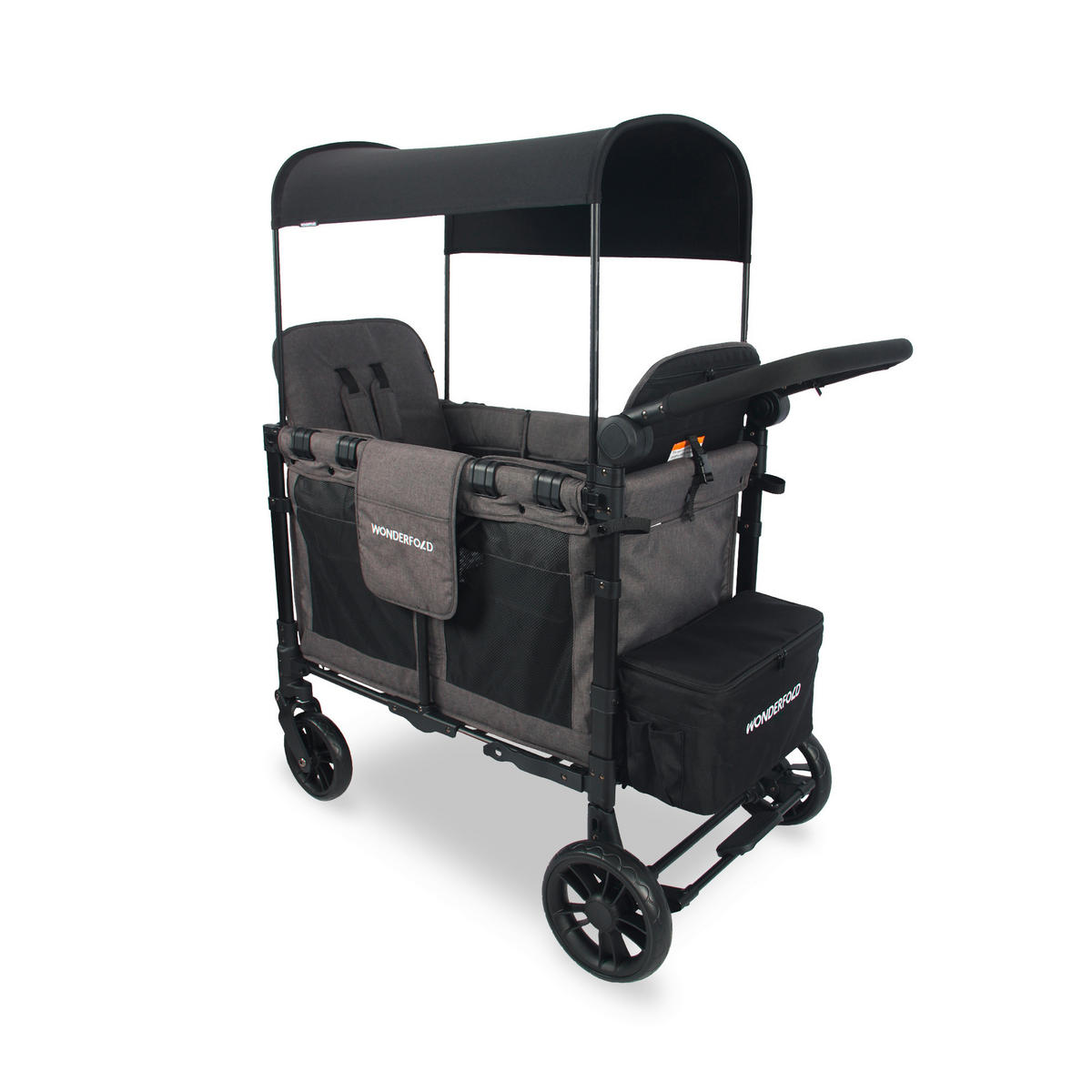 BOLLERWAGEN W2 Elite Double Stroller Wagon Schwarz, Grau 63.50/113.03/137.16 cm  - Schwarz/Grau, Basics, Textil/Metall (63.50/113.03/137.16cm) - WONDERFOLD