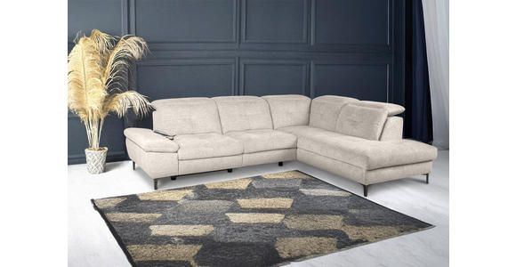 ECKSOFA Beige Webstoff Rücken echt, Relaxfunktion  - Beige/Schwarz, KONVENTIONELL, Textil/Metall (288/225cm) - Carryhome