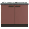 SPÜLENUNTERSCHRANK 100/84,8/60 cm  in Rotbraun  - Rotbraun/Anthrazit, Basics, Holzwerkstoff/Metall (100/84,8/60cm) - Optifit