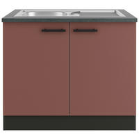 SPÜLENUNTERSCHRANK 100/84,8/60 cm  in Rotbraun  - Rotbraun/Anthrazit, Basics, Holzwerkstoff/Metall (100/84,8/60cm) - Optifit
