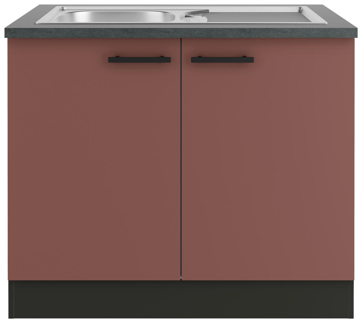 SPÜLENUNTERSCHRANK 100/84,8/60 cm  in Rotbraun  - Rotbraun/Anthrazit, Basics, Holzwerkstoff/Metall (100/84,8/60cm) - Optifit