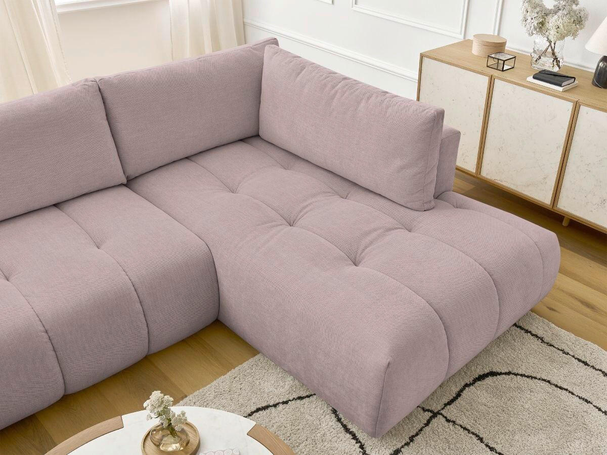 WOHNLANDSCHAFT  FUJI  Pink Leinenoptik  - Pink/Schwarz, MODERN, Kunststoff/Textil (160/377/204cm)