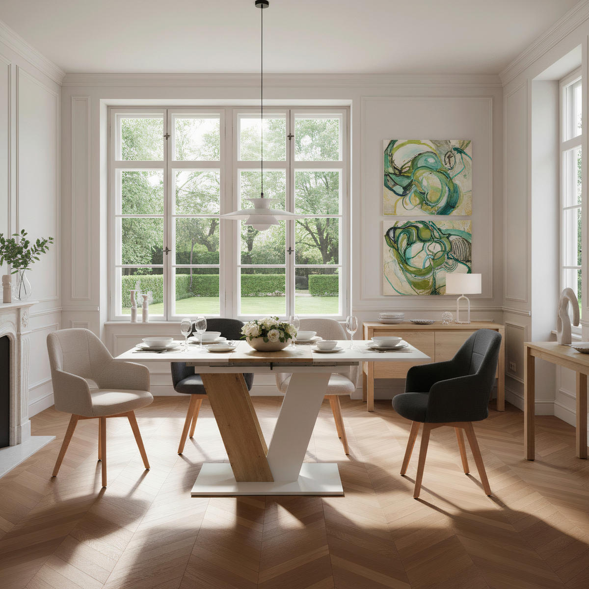 SESSELSET in Webstoff, Mikrofaser Beige  - Beige/Buchefarben, MODERN, Holz/Textil (57/88/61cm) - P & B