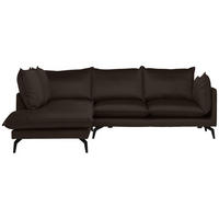 ECKSOFA in Samt Dunkelbraun  200/241 cm  - Dunkelbraun/Schwarz, Design, Textil/Metall (200/241cm) - Carryhome