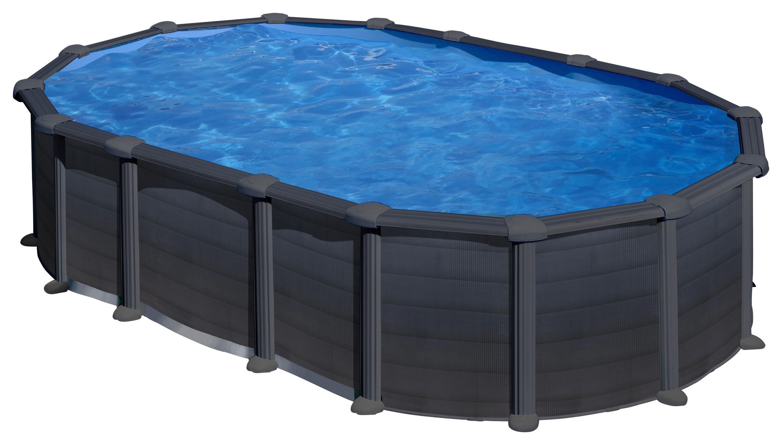 POOL SET GRE KITPROV6188GF 2021 634/399/132 cm  - Graphitfarben, Design, Metall (634/399/132cm) - Gre