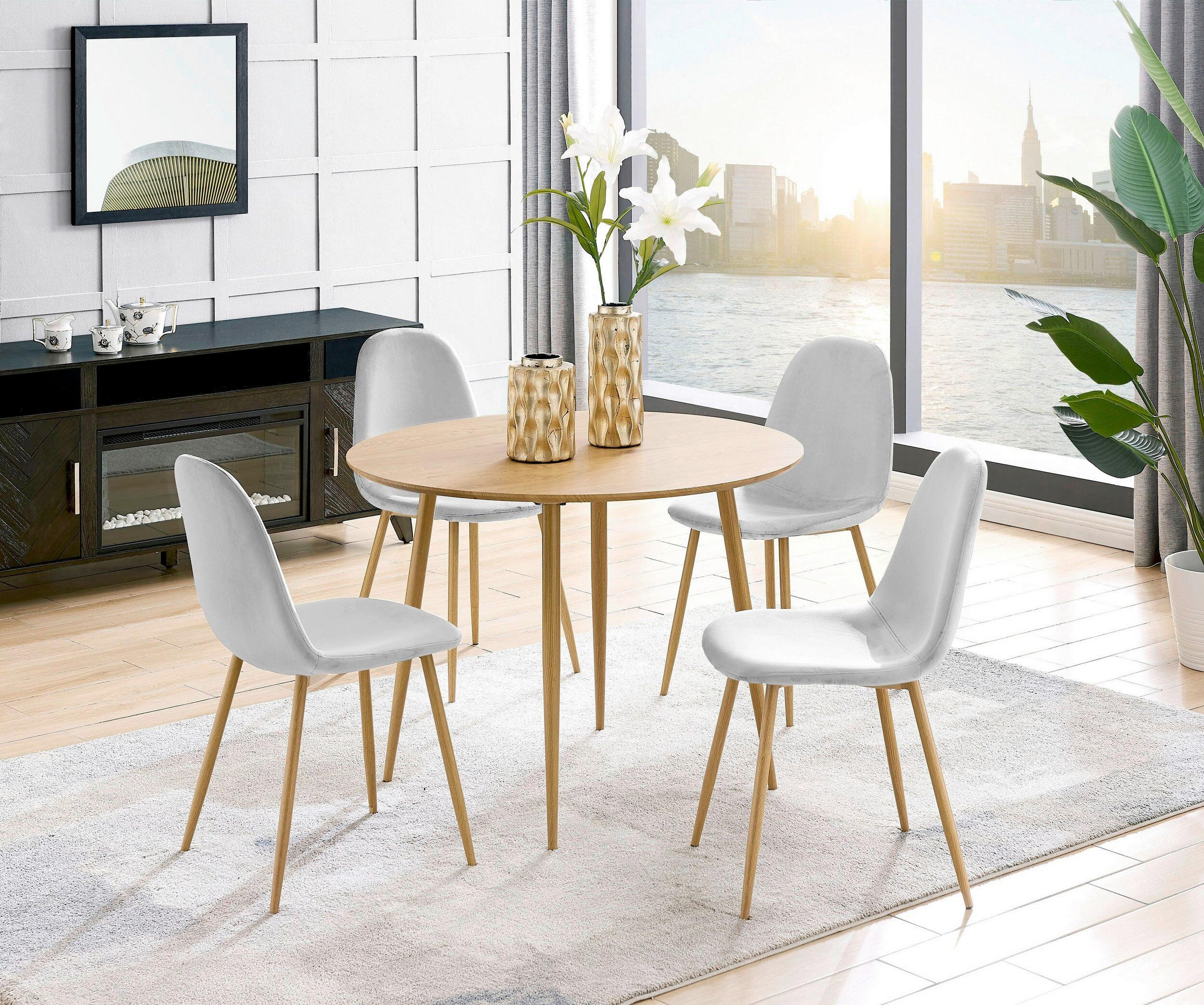 STUHL-SET Velours Grau  - Schwarz/Grau, Design, Textil/Metall (44/87/51cm) - MID.YOU