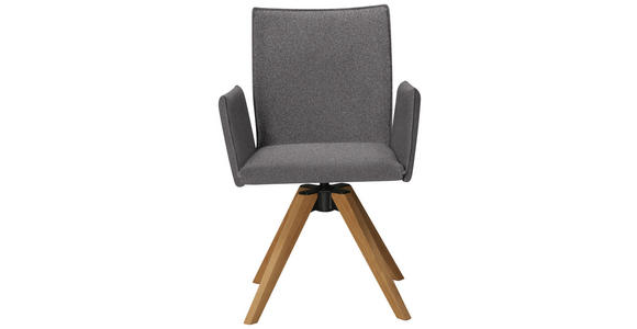 ARMLEHNSTUHL in Samt - Eichefarben/Grau, KONVENTIONELL, Holz/Textil (64/91/61cm) - Moderano