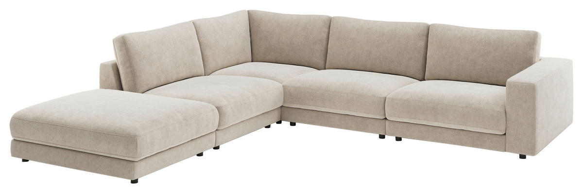 ECKSOFA Naturfarben Chenille  - Schwarz/Naturfarben, Design, Kunststoff/Textil (240/313cm) - Pure Home Lifestyle